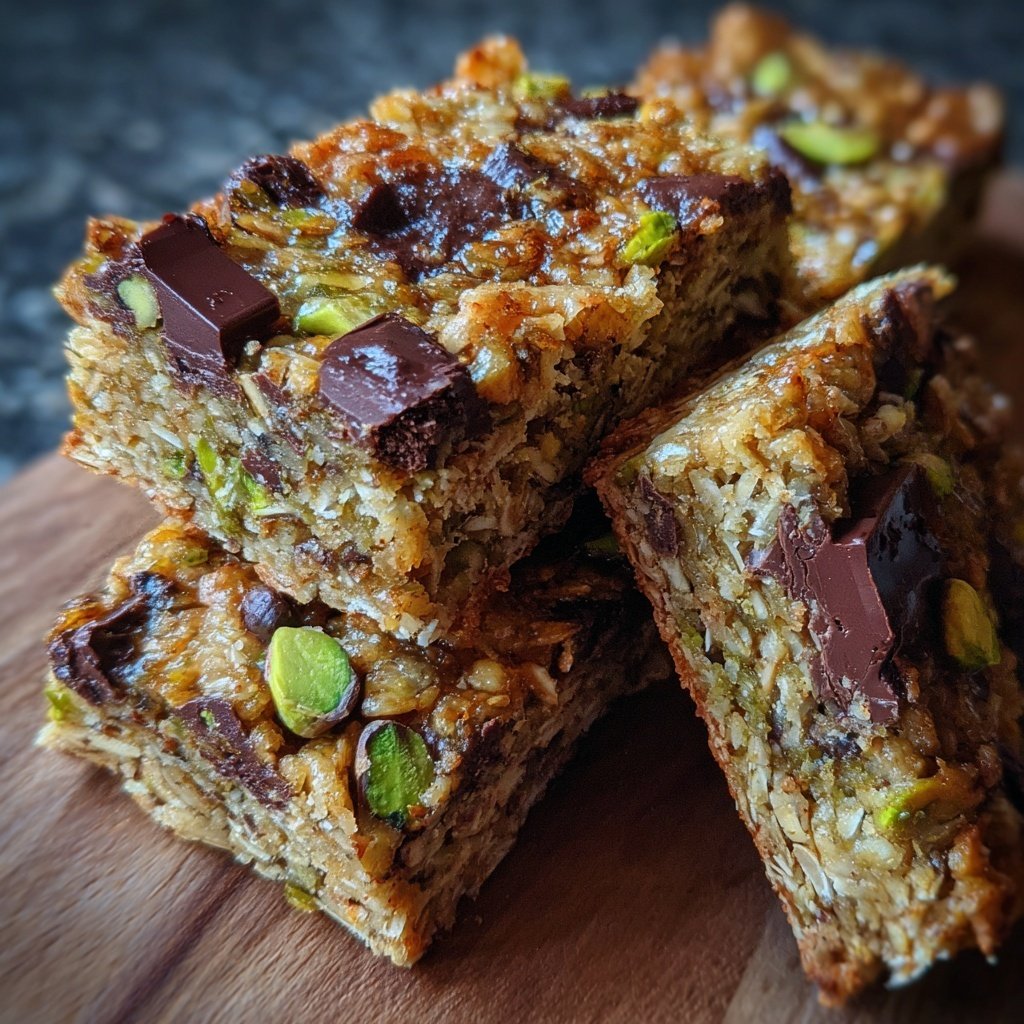 Chocolate Pistachio Oat Bars