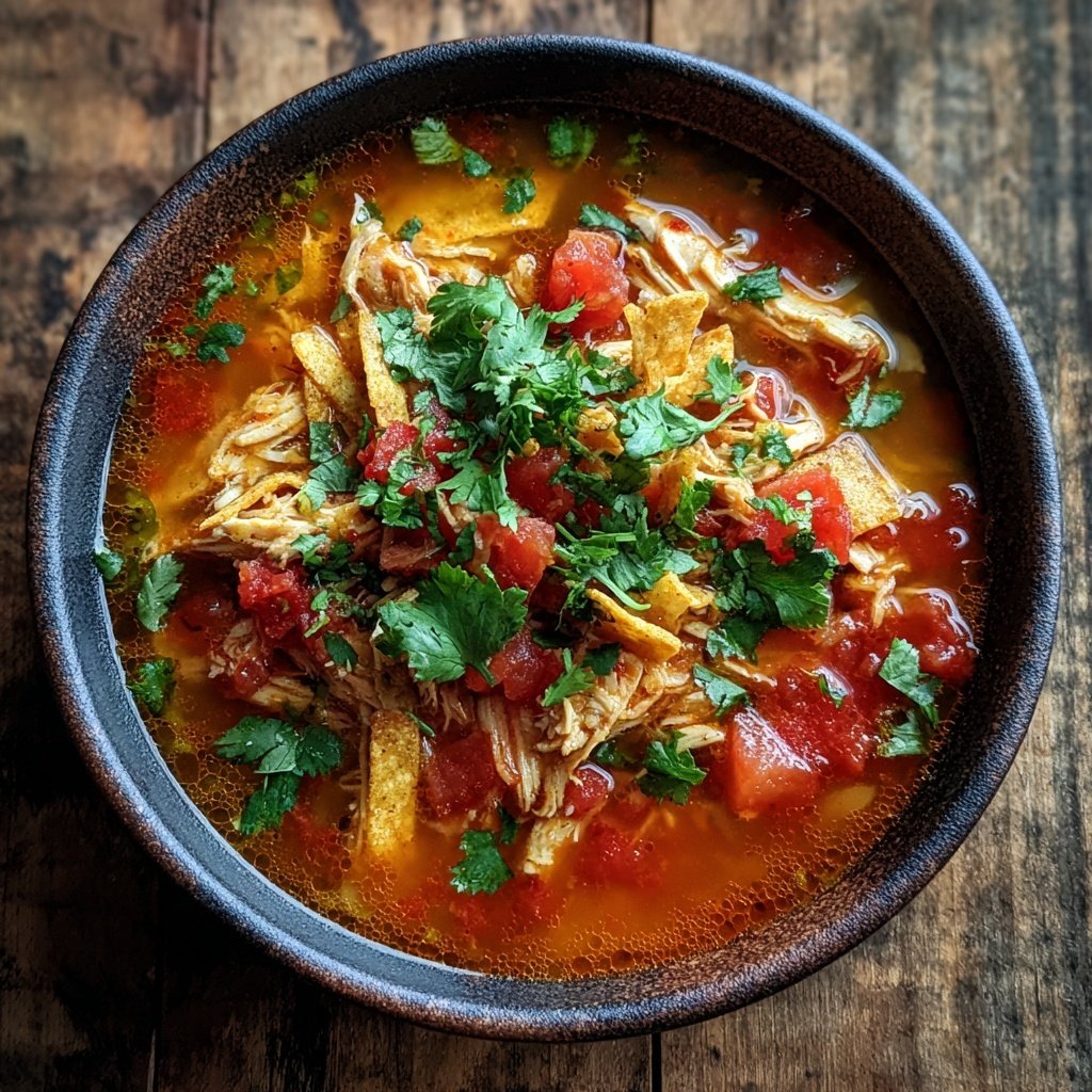 Shredded Chicken Tortilla Soup