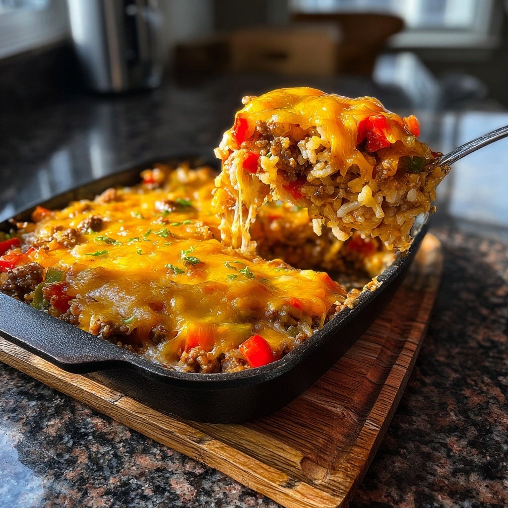 Ground Beef And Rice Casserole With Peppers