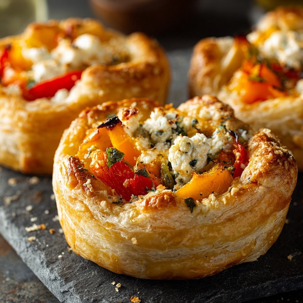 Super Bowl Party Food Veggie Puff Pastry Cups