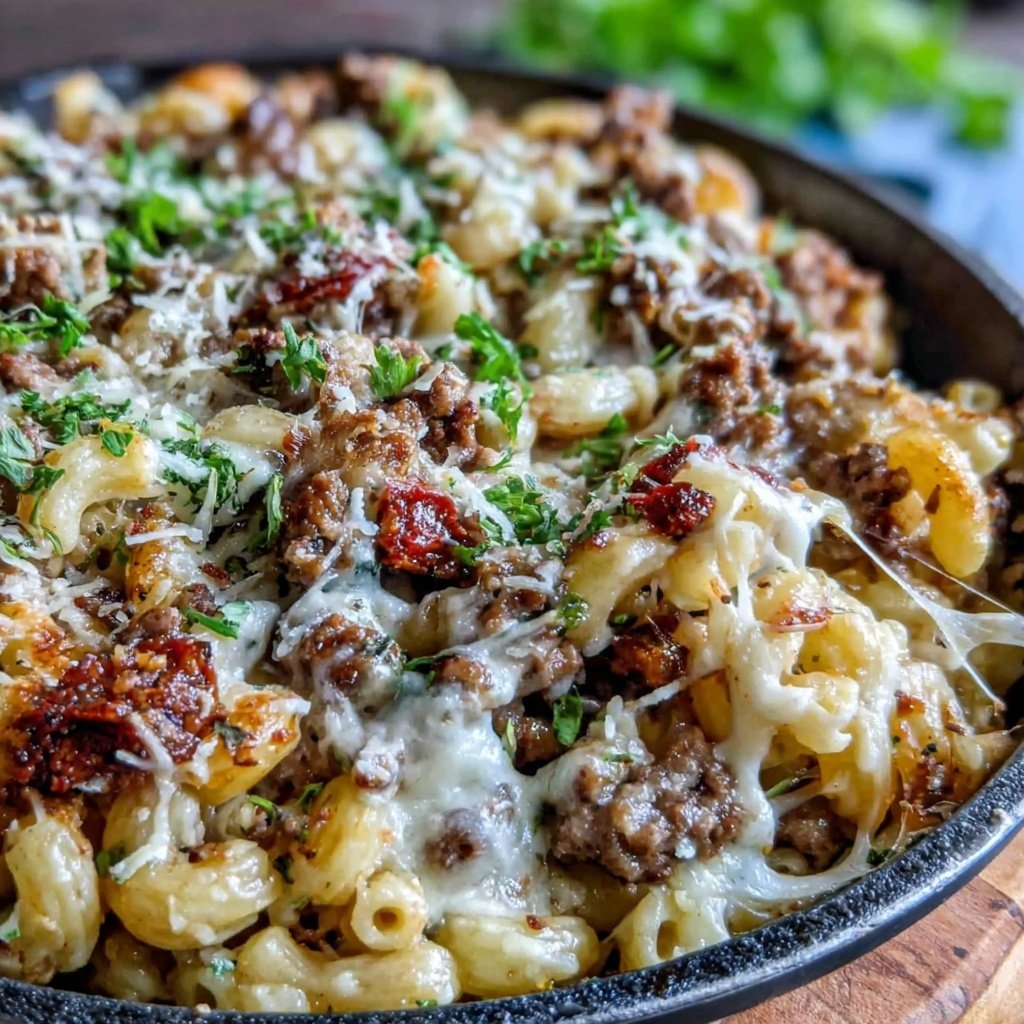 Hamburger Meat And Macaroni Skillet